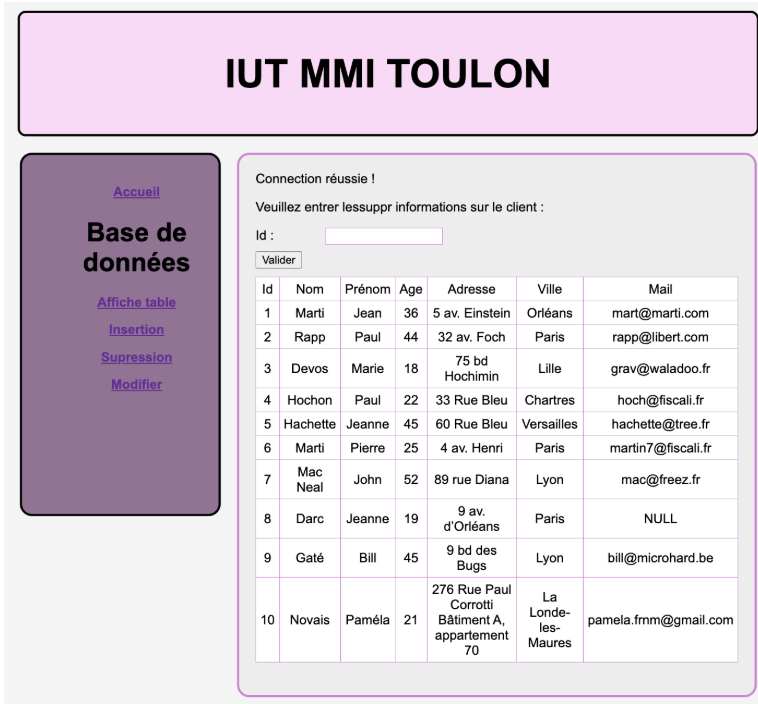 Créer une base de données